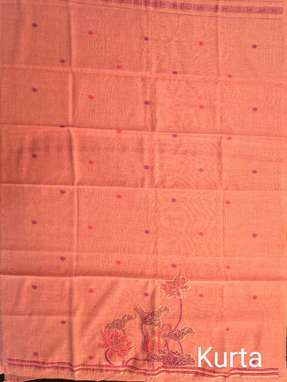 Pink Jamdani Fancy Cotton 3-Piece Suit