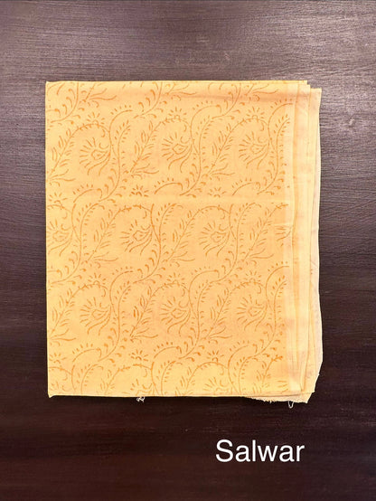 Yellow 4-Piece Kota Doria Cotton Unstitched Suit