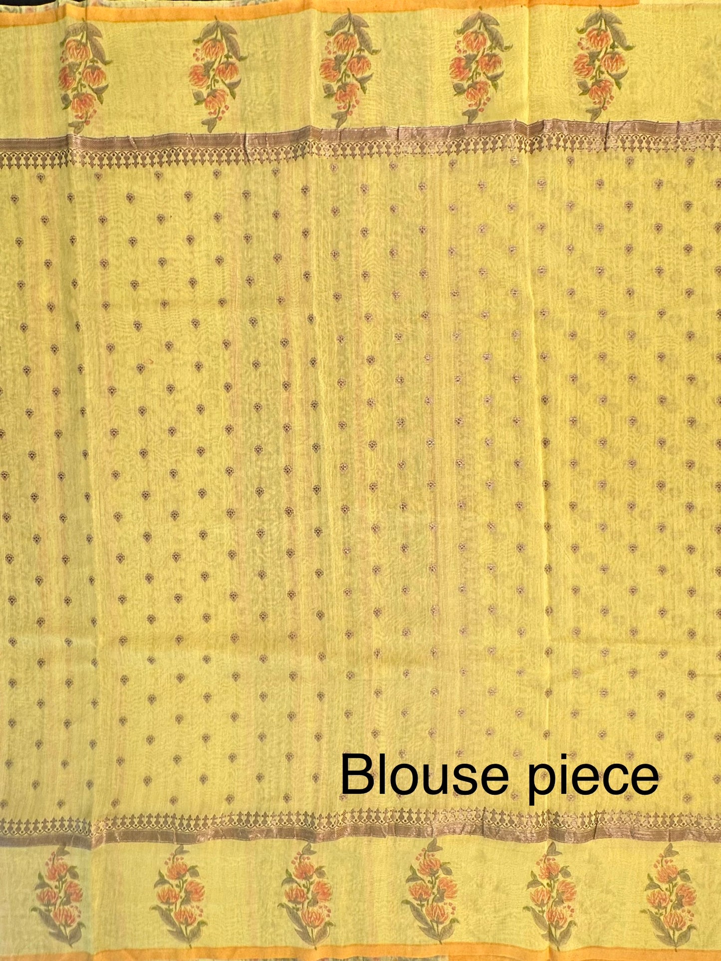 Yellow Chanderi Saree with Hand Block Print