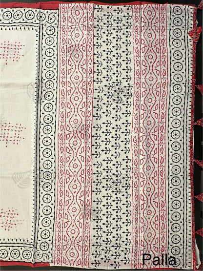 White Pure Cotton Saree