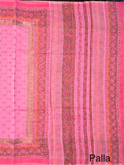 Pink Chanderi Saree with Hand Block Print