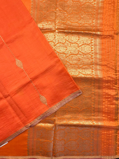 Orange Banarasi Pure Silk Saree