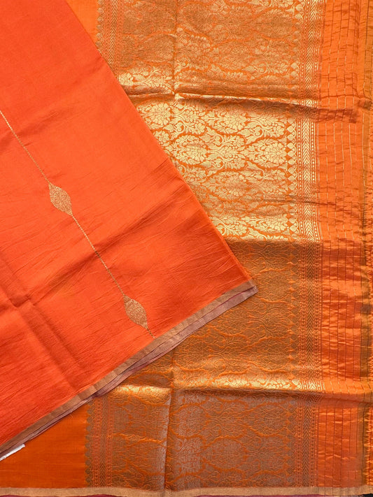 Orange Banarasi Pure Silk Saree