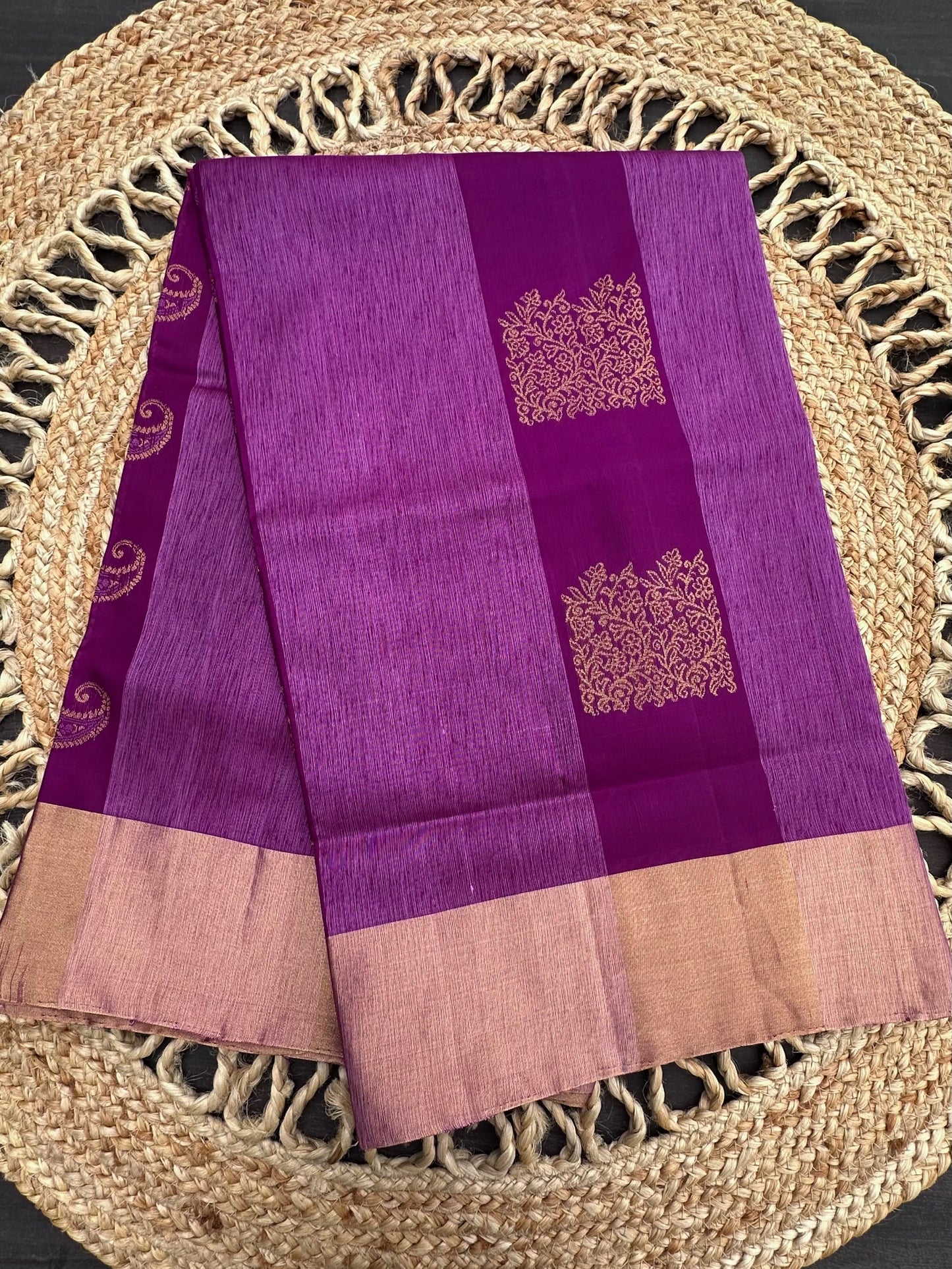 Purple Tiruchirapalli Pure Soft Silk Saree