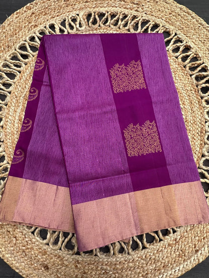 Purple Tiruchirapalli Pure Soft Silk Saree