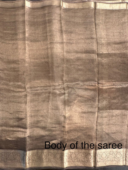 Grey Banarasi Pure Tissue Saree