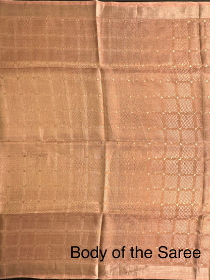 Baby Pink Emboss Pure Tissue Silk Saree