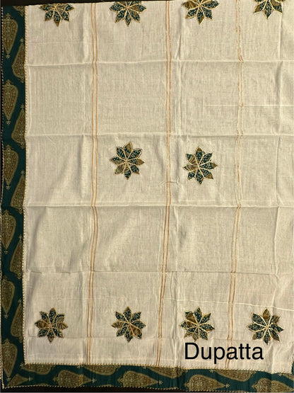 Bottle Green  Printed Pure Cotton Suit