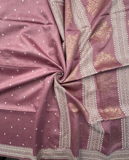 Mauve Muga Silk Saree