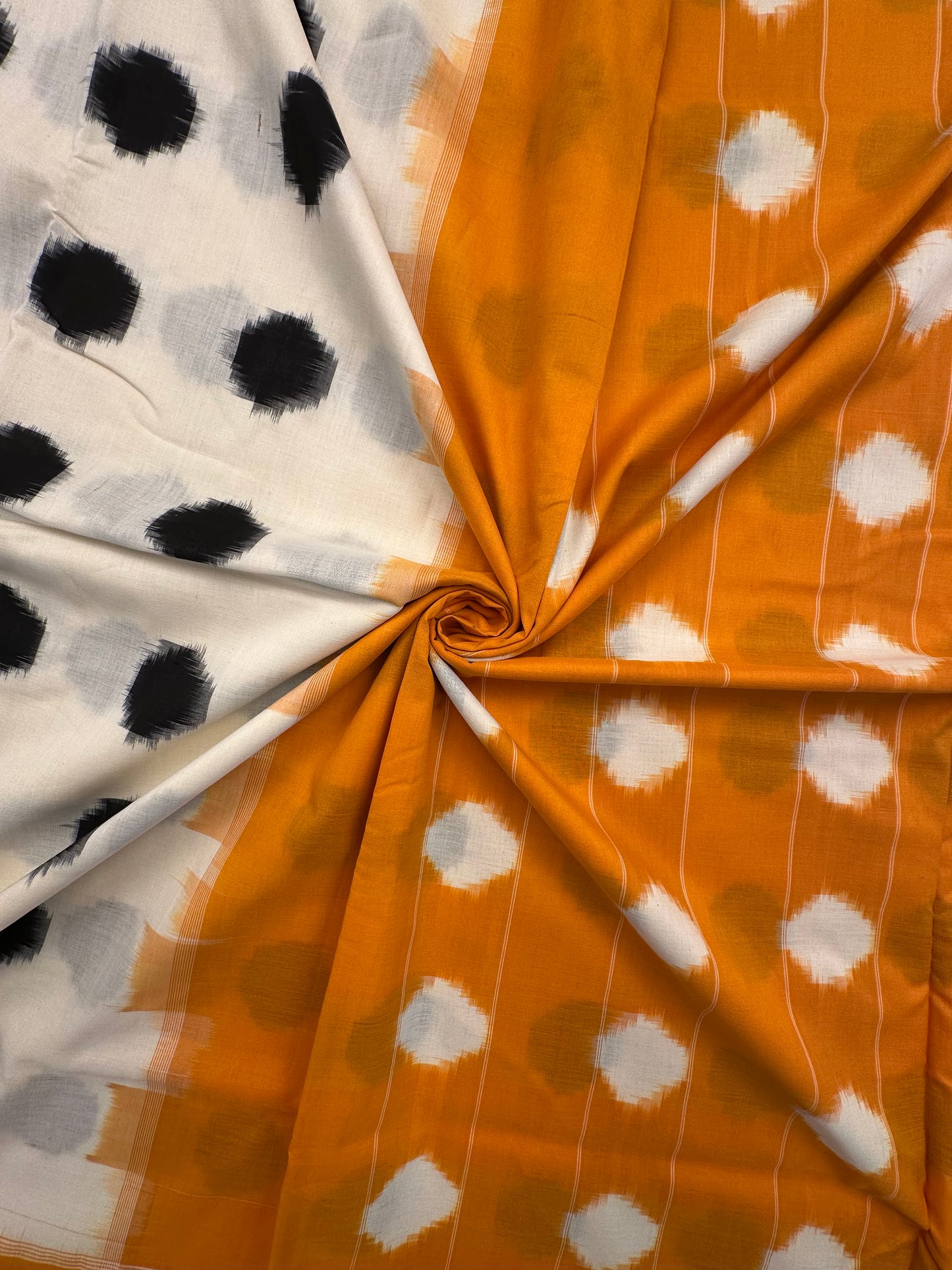 Off White Ikkat Cotton Saree