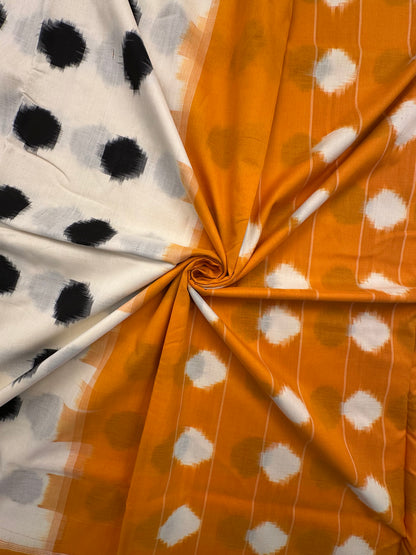 Off White Ikkat Cotton Saree
