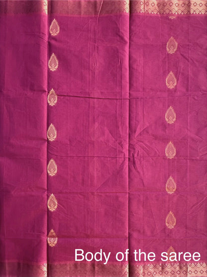 Dusky Magenta Kovai Pure Cotton Saree
