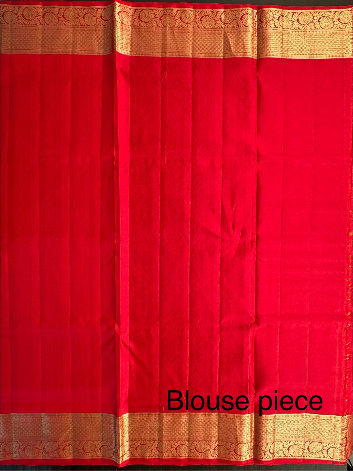 Mustard-Red Handloom Kanjivaram Jamawar Pure Silk Saree