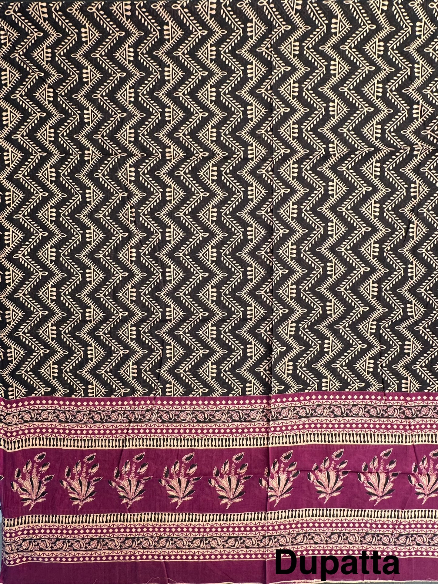 Magenta Block Printed Pure Cotton Suit