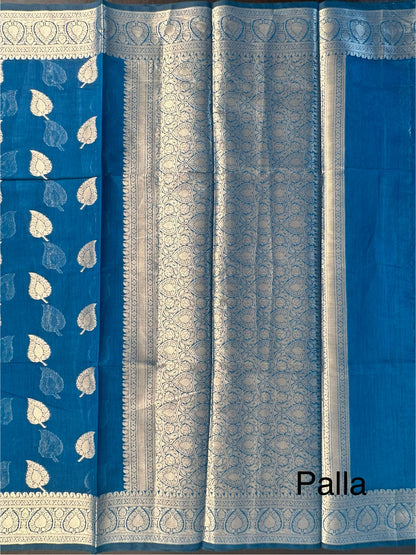 Blue Chanderi Cotton Saree