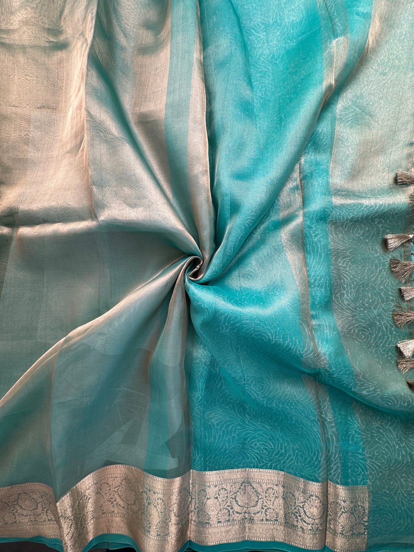 Firozi Banarasi Pure Tissue Saree