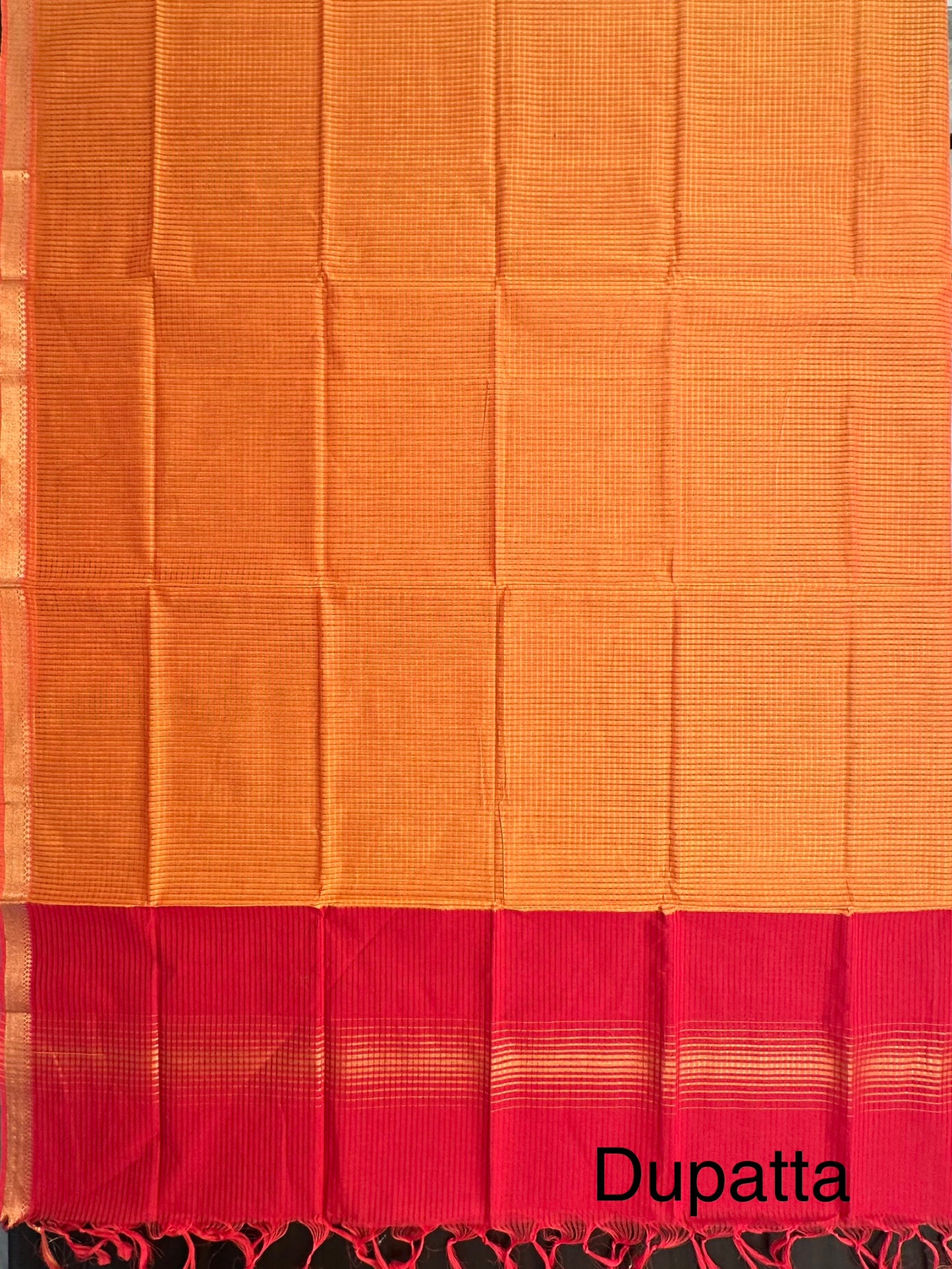 Red-Mustard Mangalgiri Pure Cotton Unstitched 3-Piece Suit