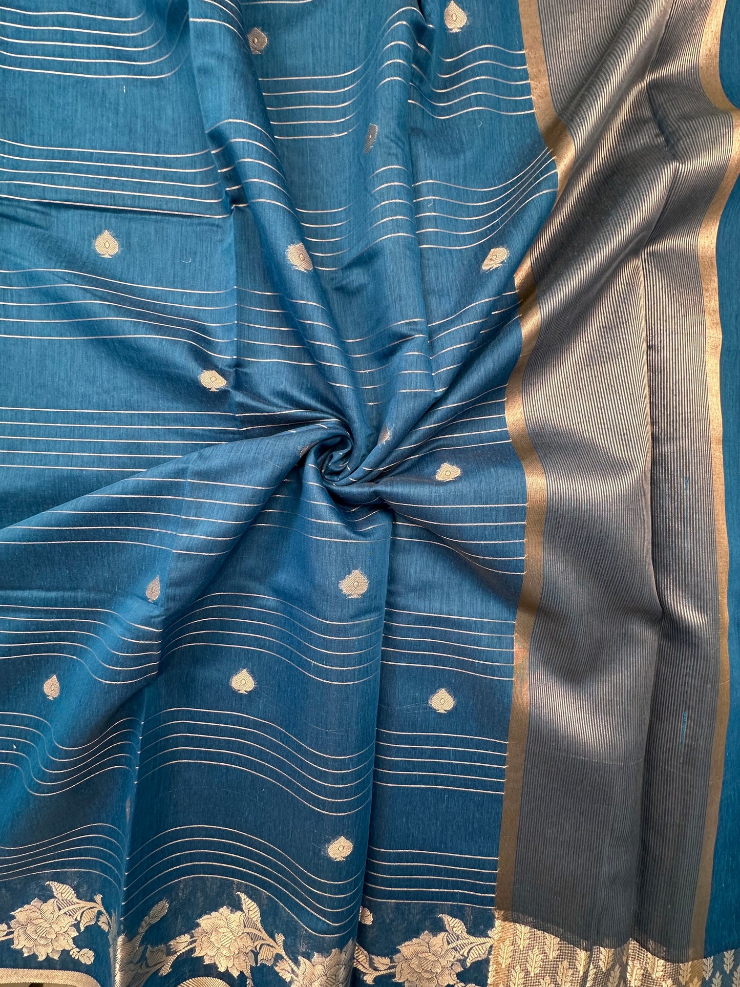 Blue Chanderi Cotton Saree