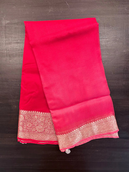 Shaded Red Pure Kota Doria Silk Saree