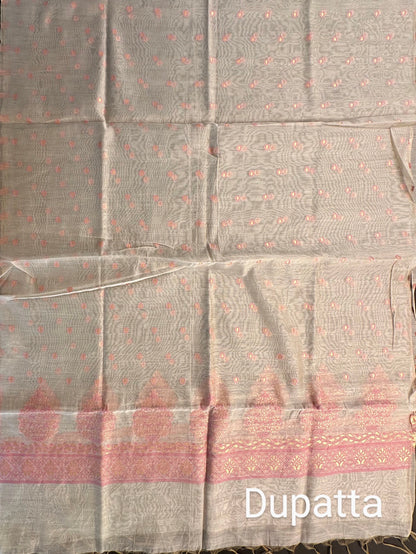 Pink Jacquard Handloom Suit