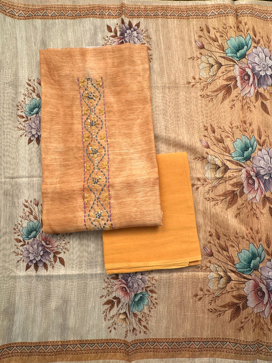 Mustard Fancy Cotton 3-Piece Suit