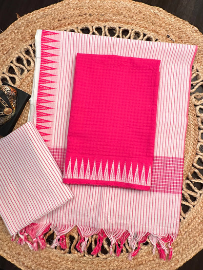 Rani Pink South Cotton 3-Piece Suit