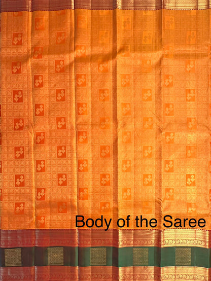 Mustard-Maroon Handloom Kadiyar Pure Silk Saree