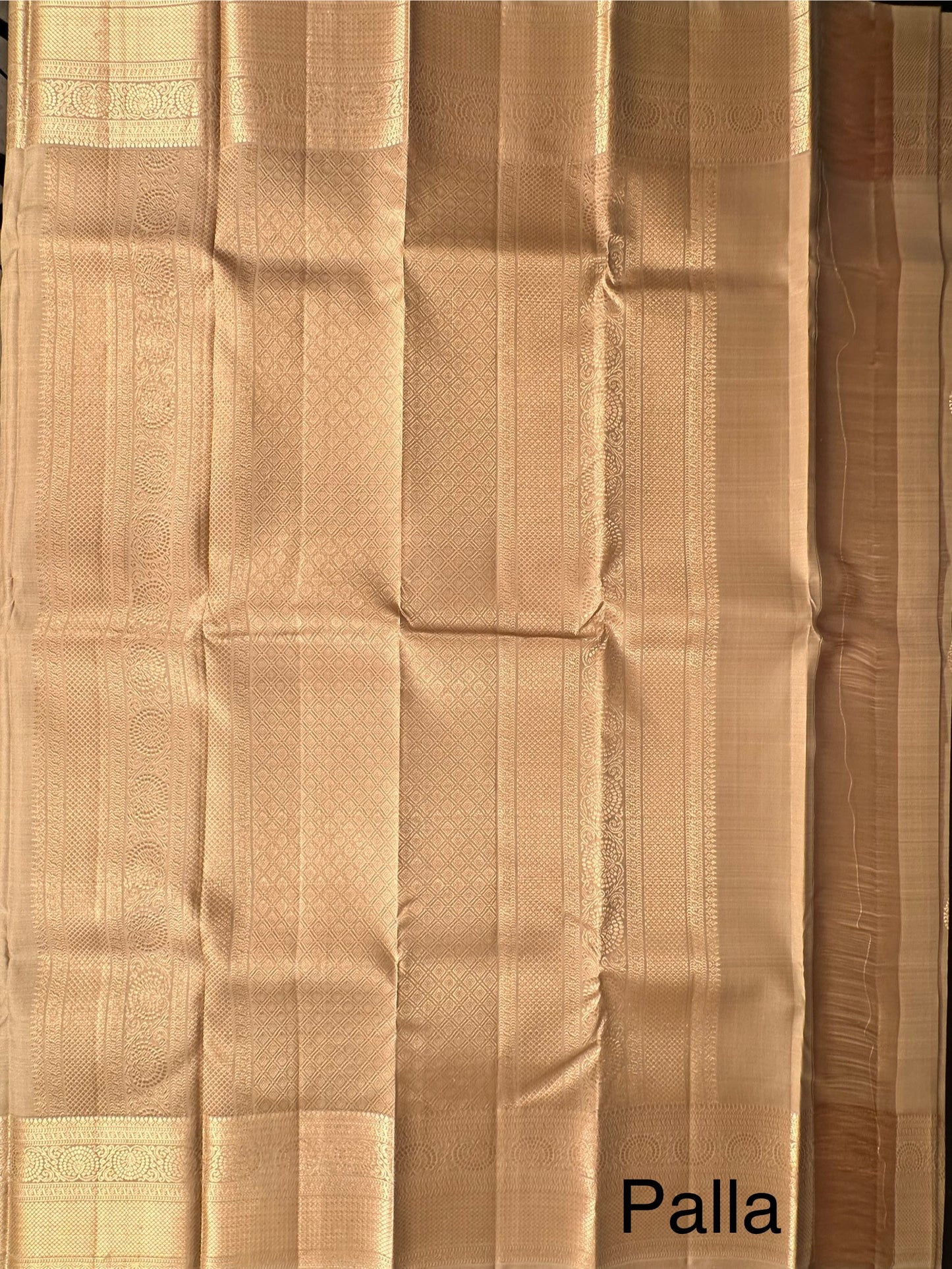 Beige Handloom Kanjivaram Pure Silk Saree