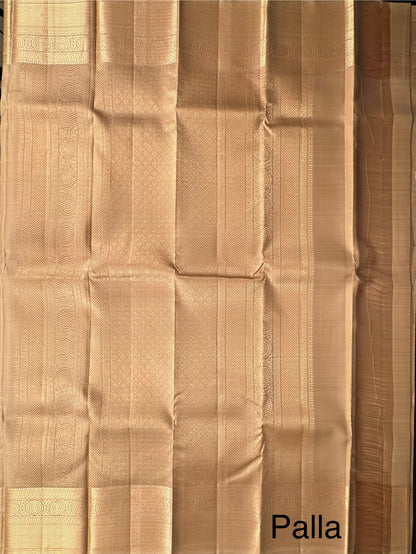 Beige Handloom Kanjivaram Pure Silk Saree
