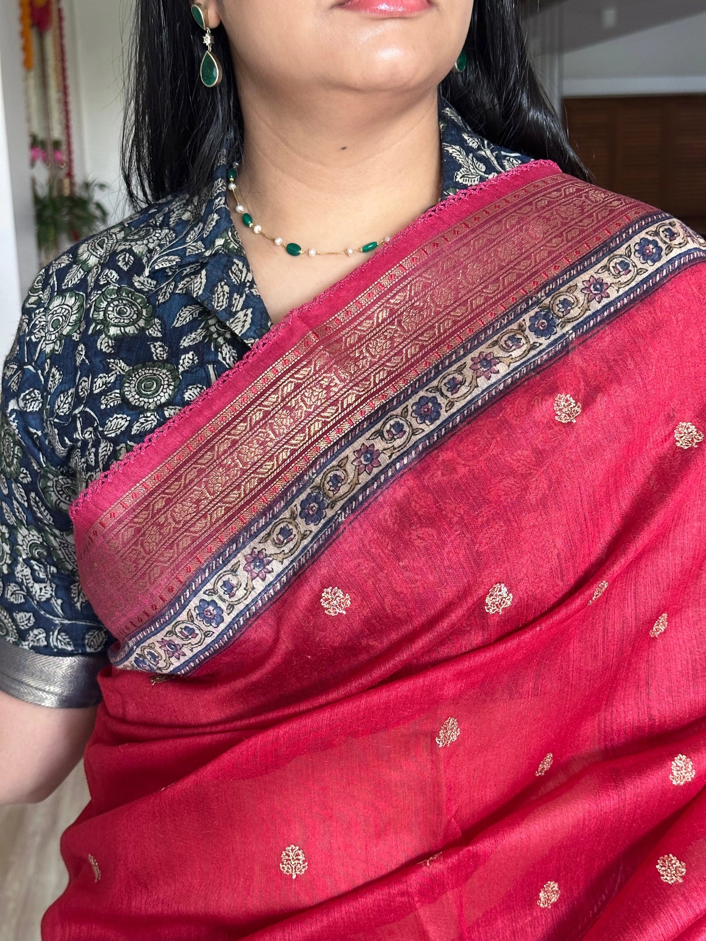 Red Muga Silk Saree