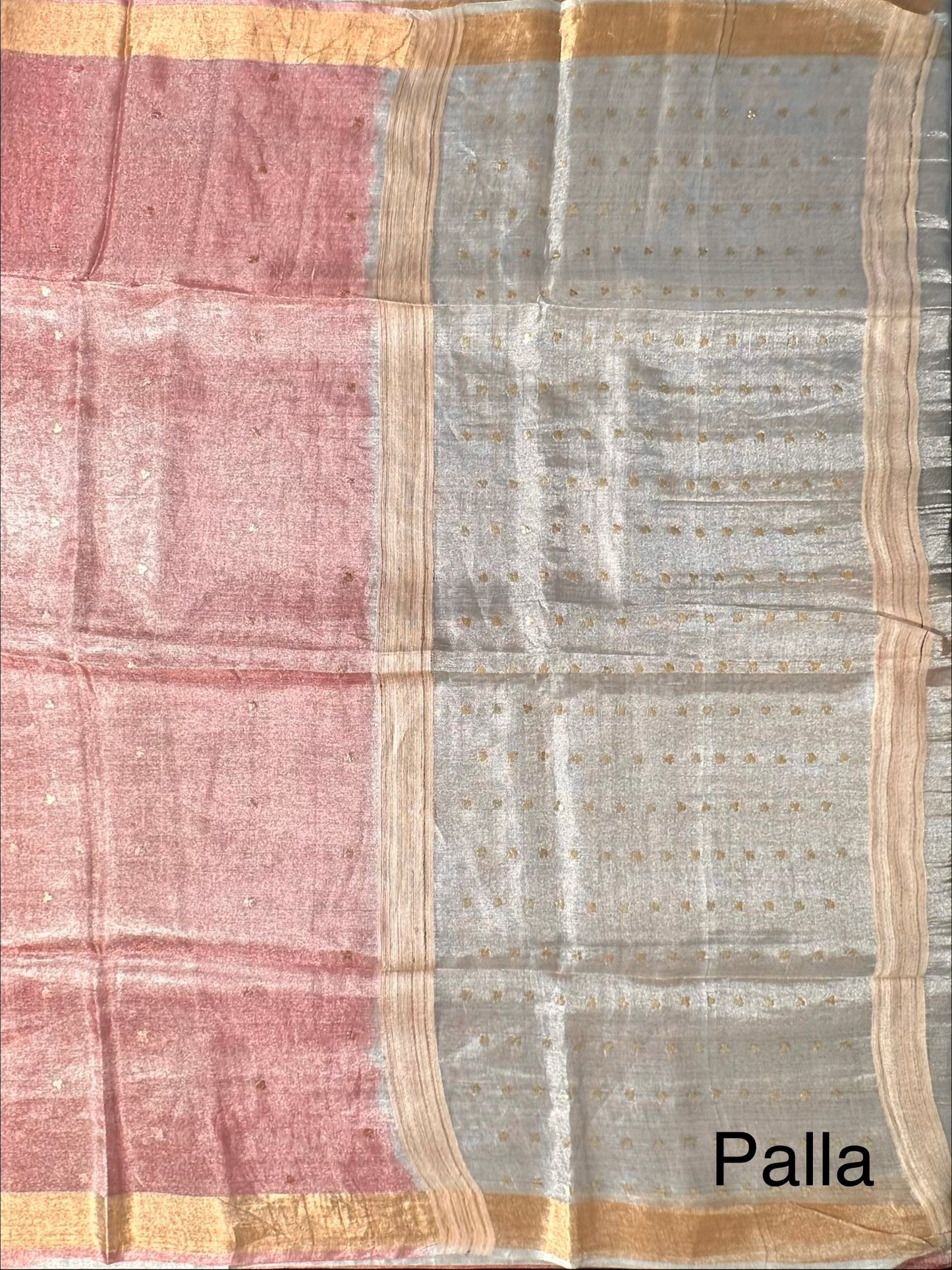 Dusky Pink-Silver Pure Tissue Silk Saree
