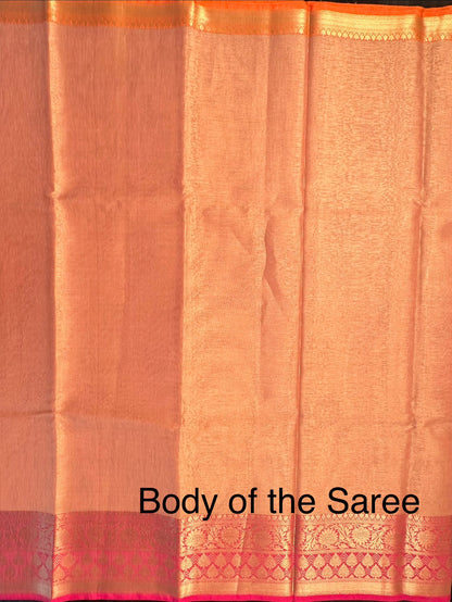 Peach Kirat Tissue Saree