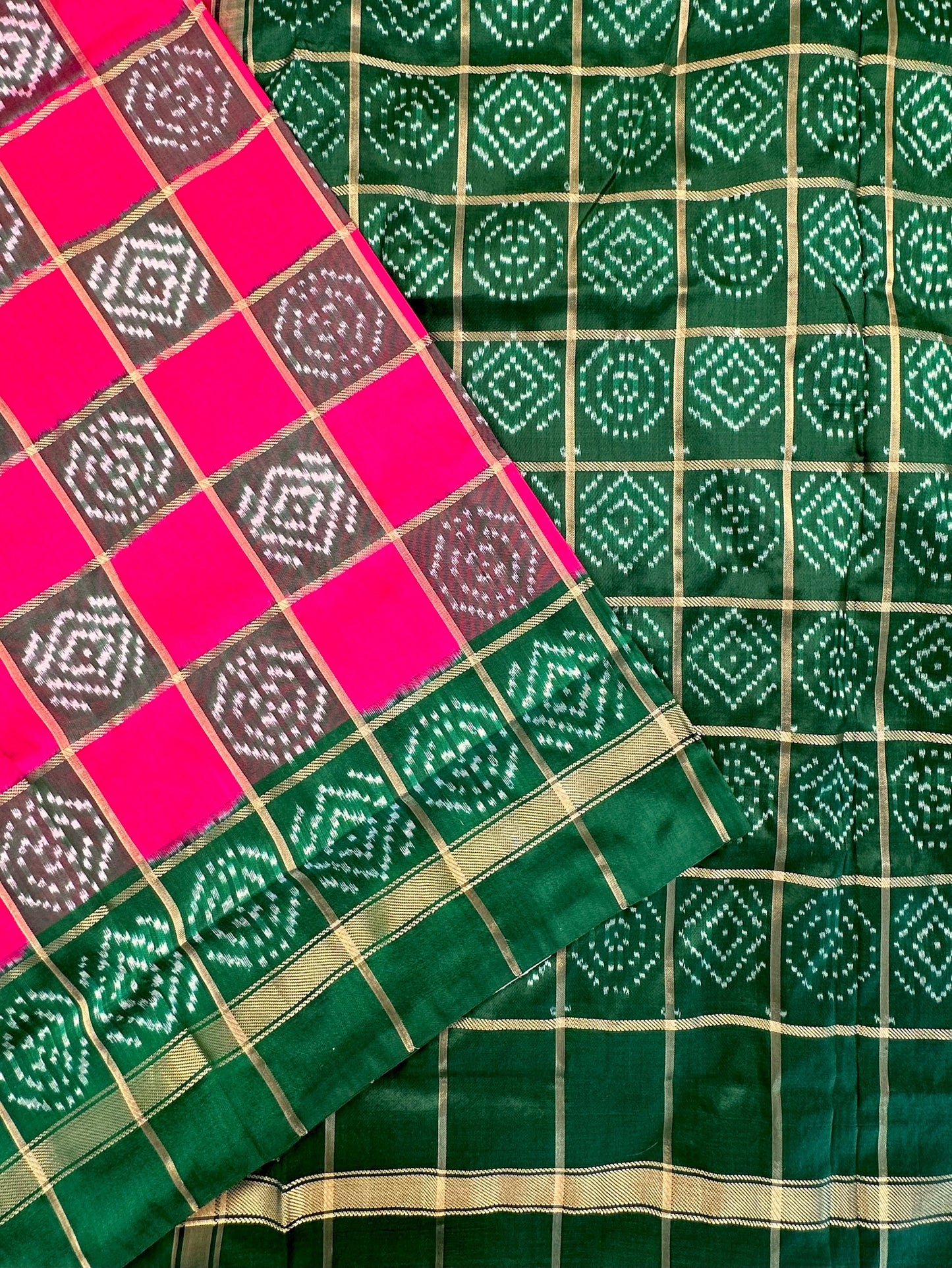 Rani- Bottle Green Patola Pure Silk Saree