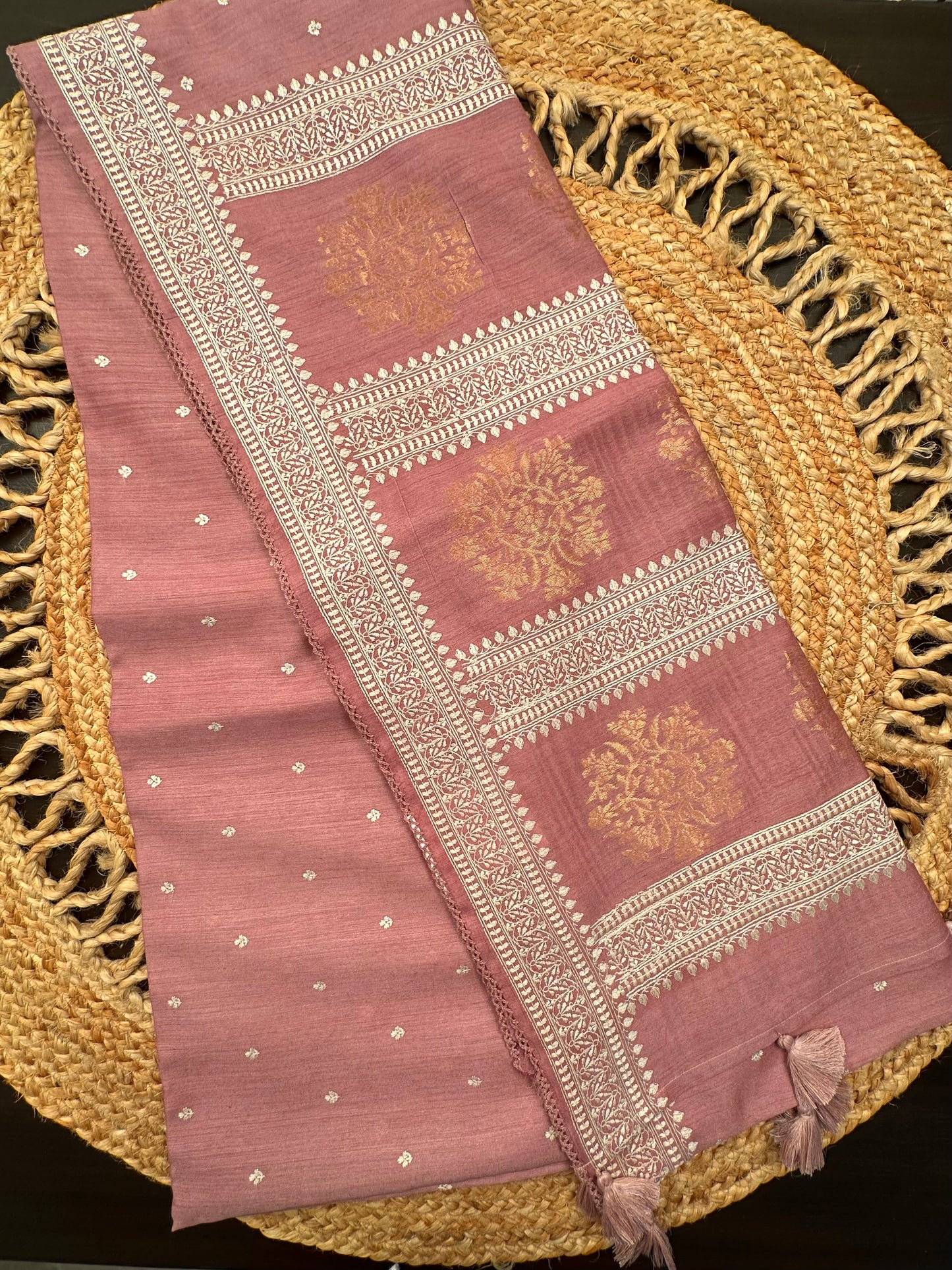 Mauve Muga Silk Saree
