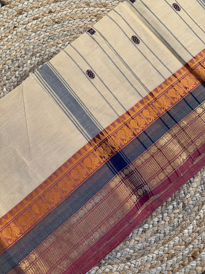 Beige Narayanpet Cotton Saree