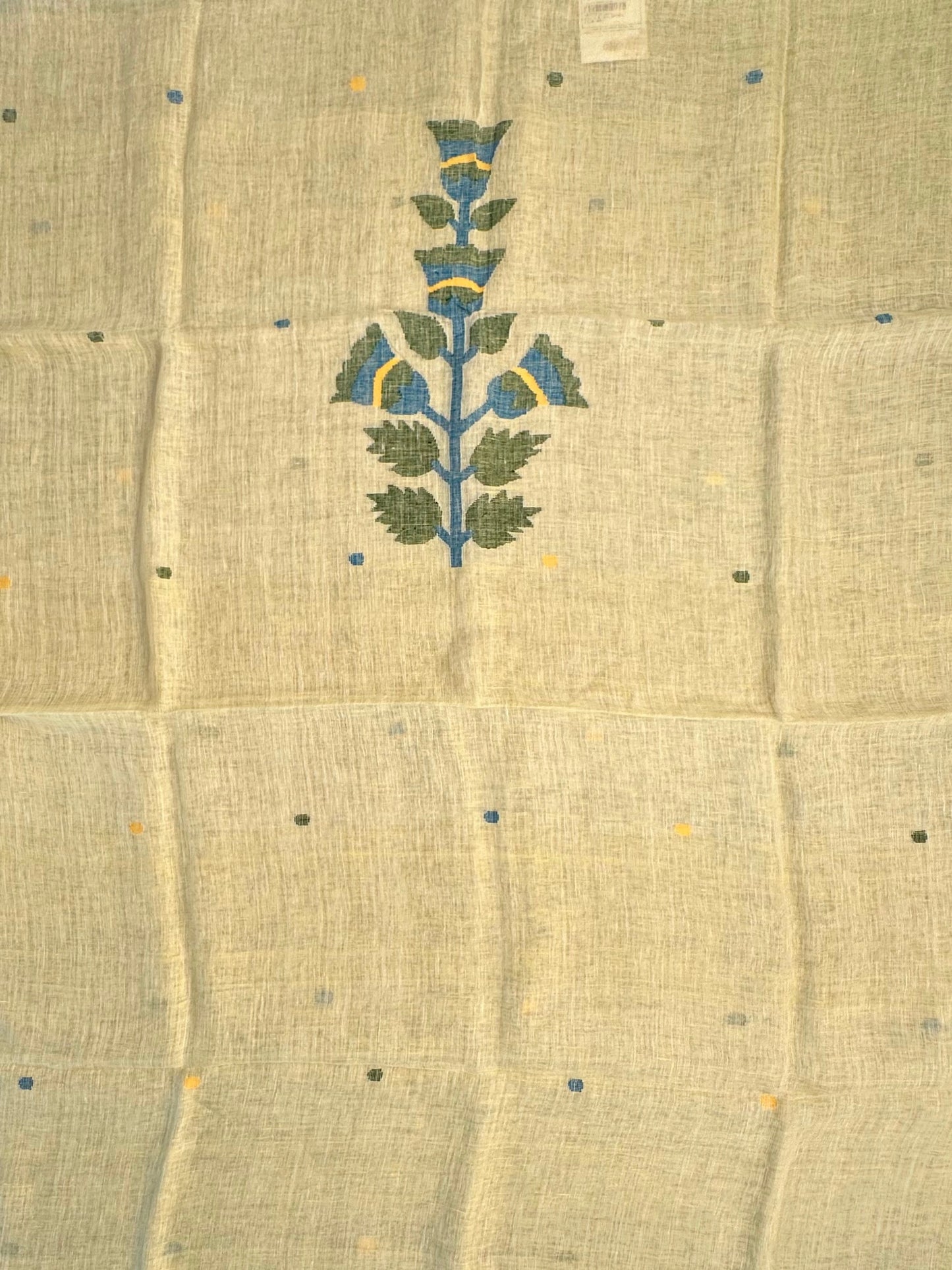 Pale Yellow Linen Dhakai 2 Piece Kurta Dupatta Unstitched Set