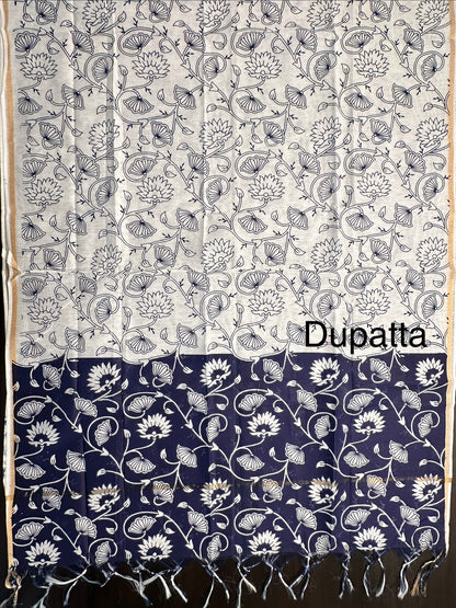 Mustard-Blue South Cotton 3-Piece Suit