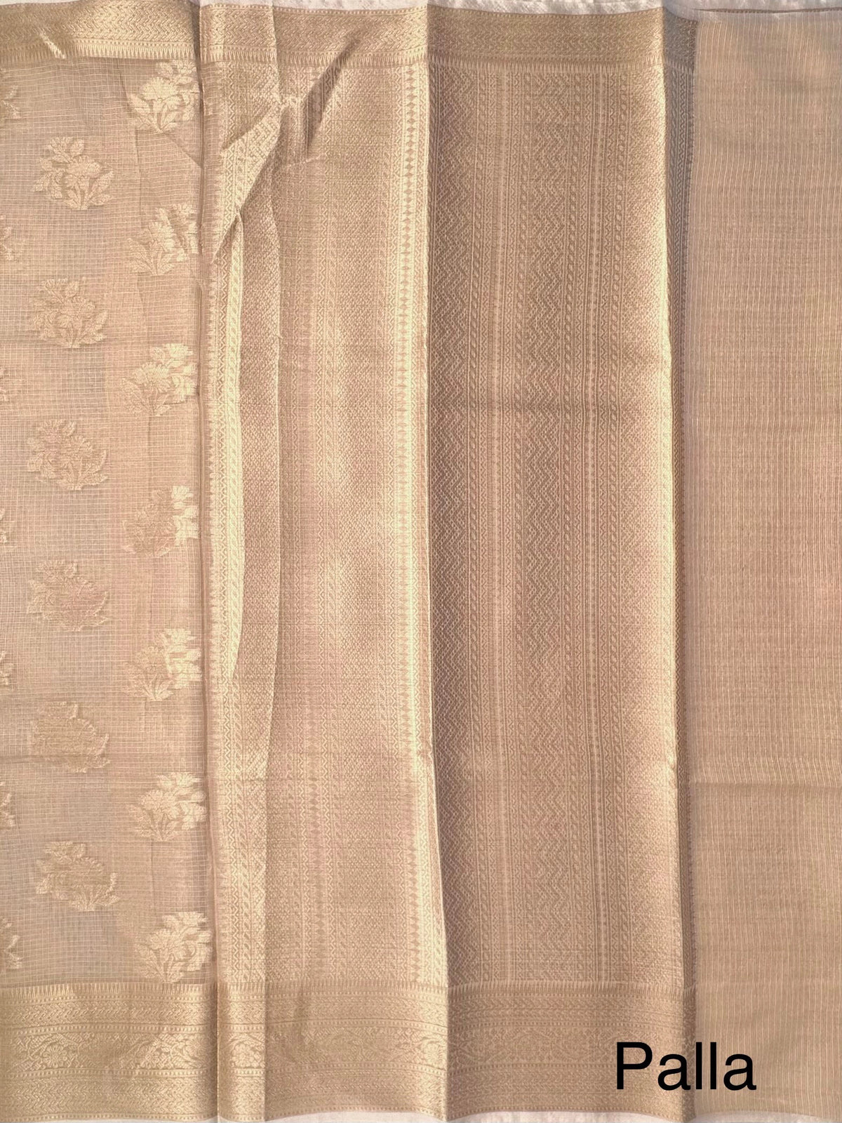 Beige Arvita Kota Doria Fancy Cotton Saree