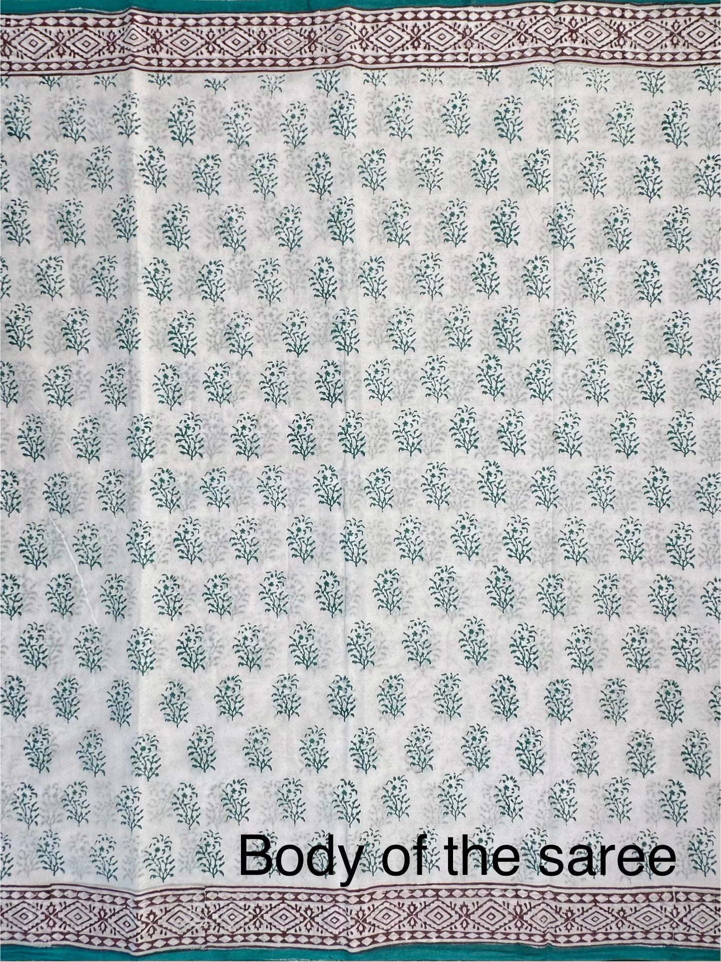 Off White Hand Block Print Pure Cotton Saree