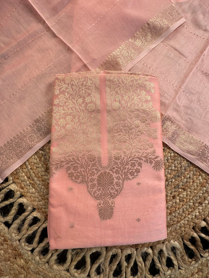 Peach Handloom Chanderi Suit