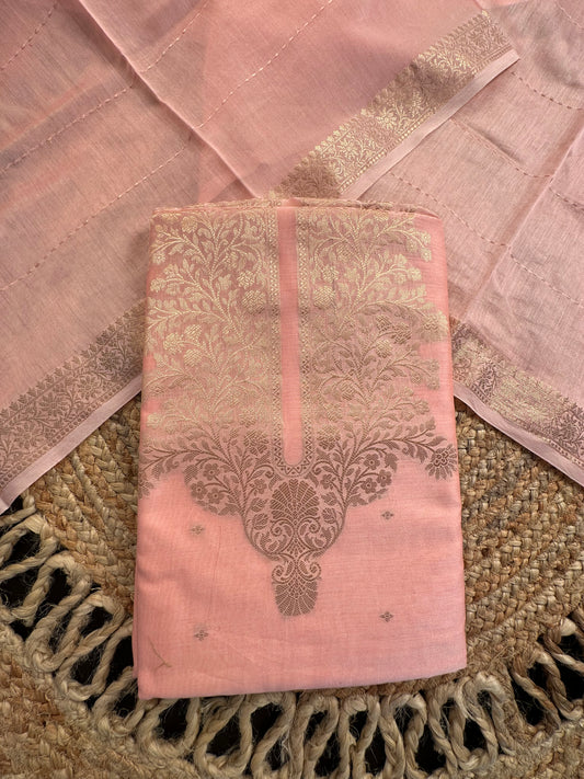 Peach Handloom Chanderi Suit