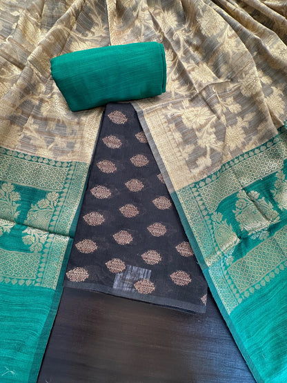 Black Jacquard Handloom Suit