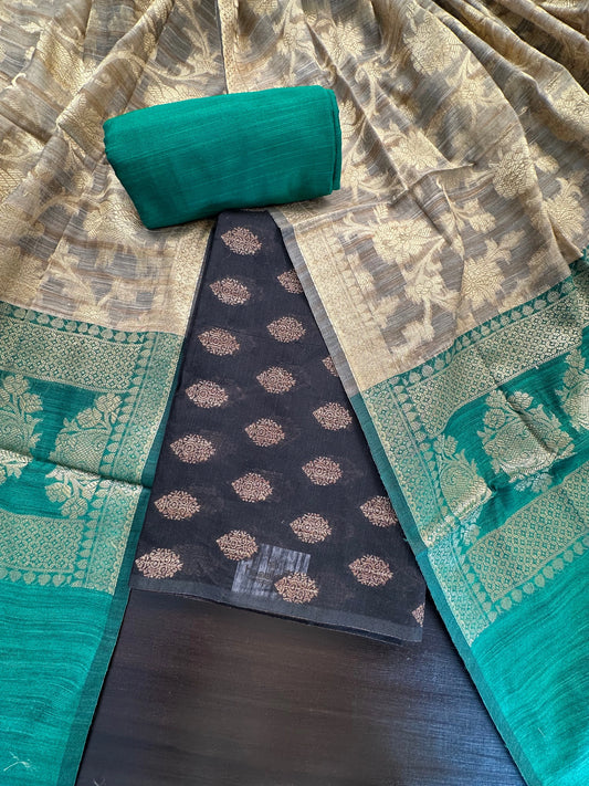 Black Jacquard Handloom Suit