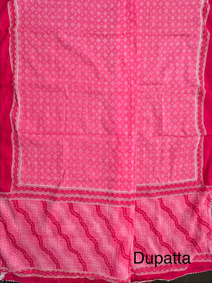 Pink Jaipuri Necktie Cotton 3-Piece Suit