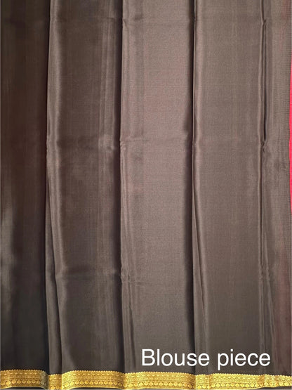 Red-Black Mysore Crepe Saree