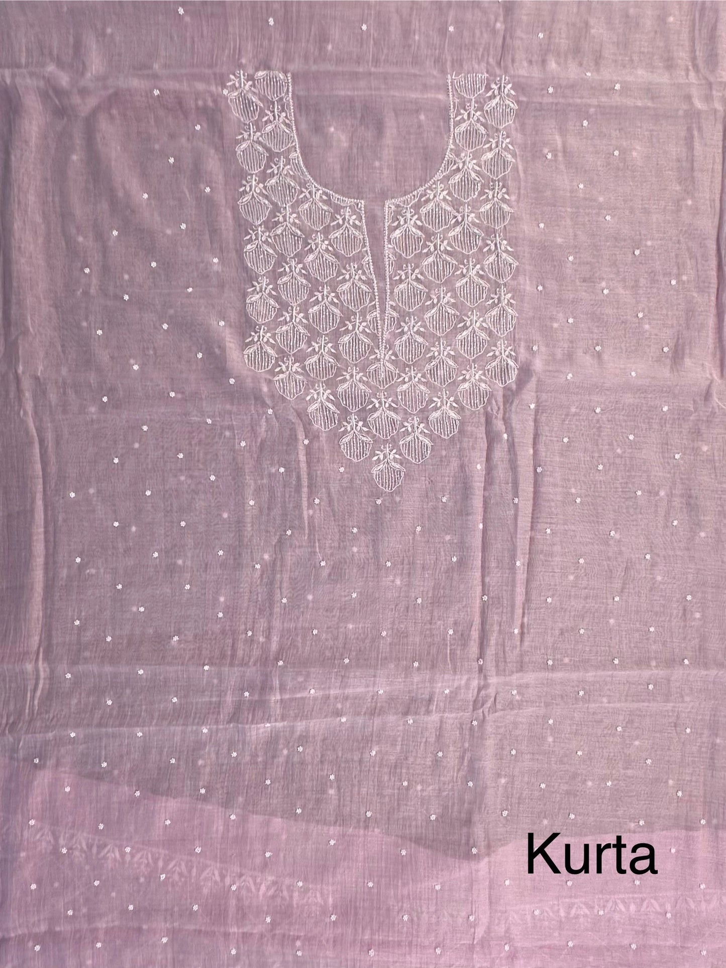 Pink Chanderi Chikankari 3-Piece Unstitched Suit with Katdana Work