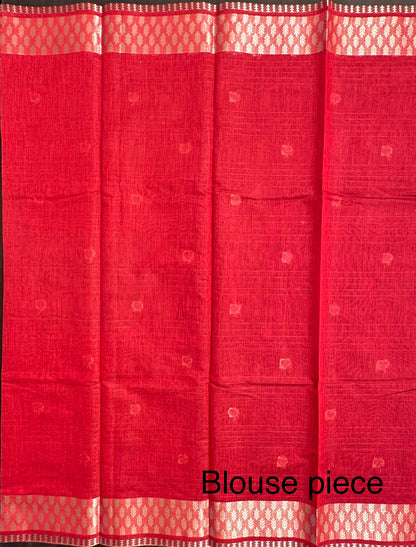 Red Chanderi Cotton Saree