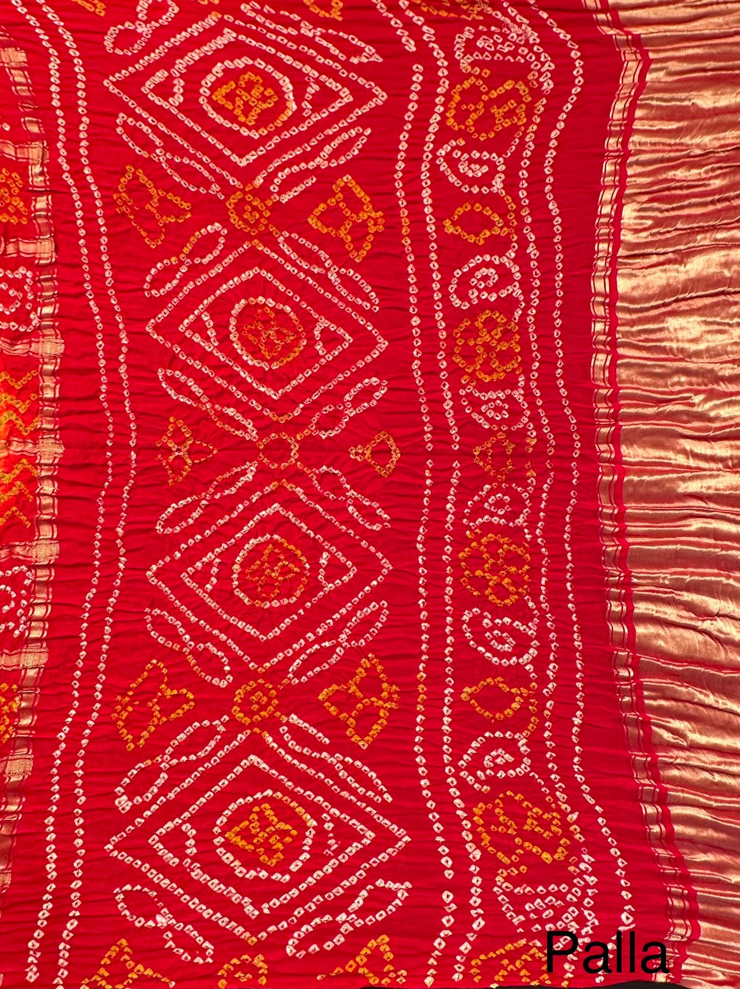 Mustard-Red Gharchola Bandhej Gajji Silk Saree