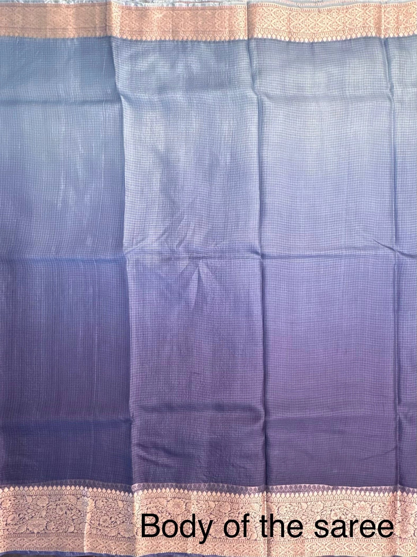 Shaded Navy Blue Pure Kota Doria Silk Saree