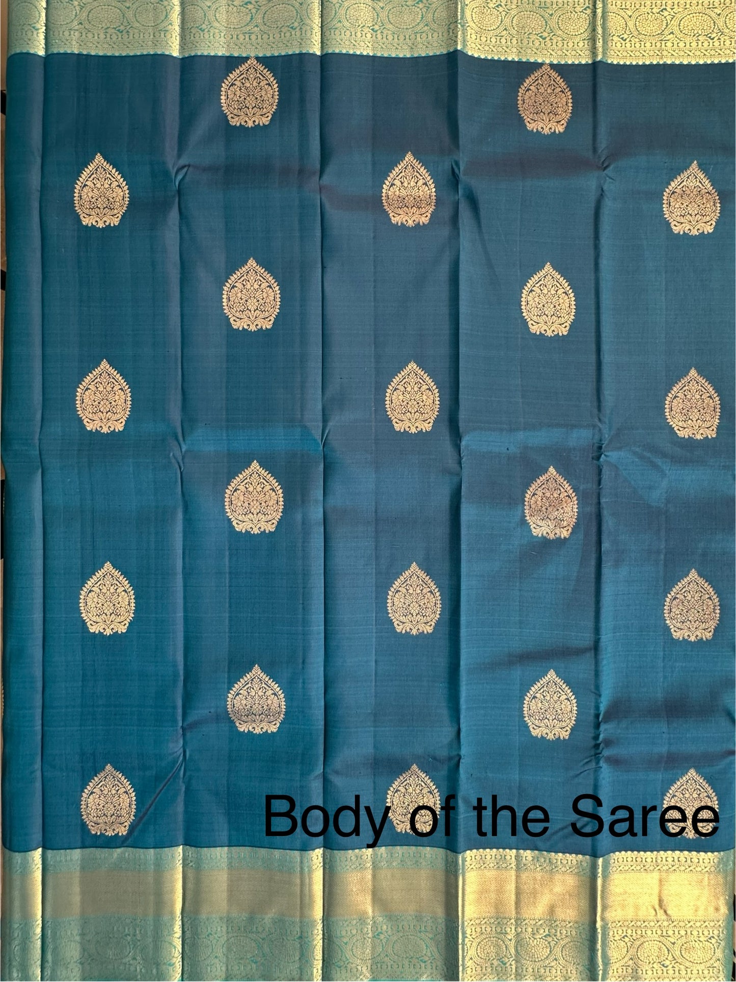 Blue-Firozi Handloom Kanjivaram Pure Silk Saree